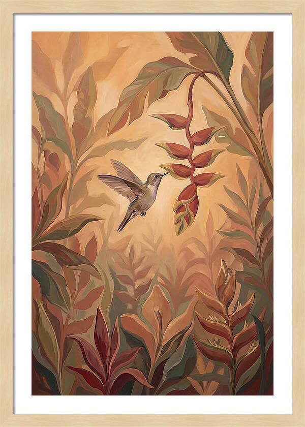 Hummingbird Among Tropical Foliage