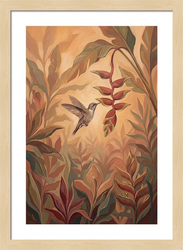 Hummingbird Among Tropical Foliage