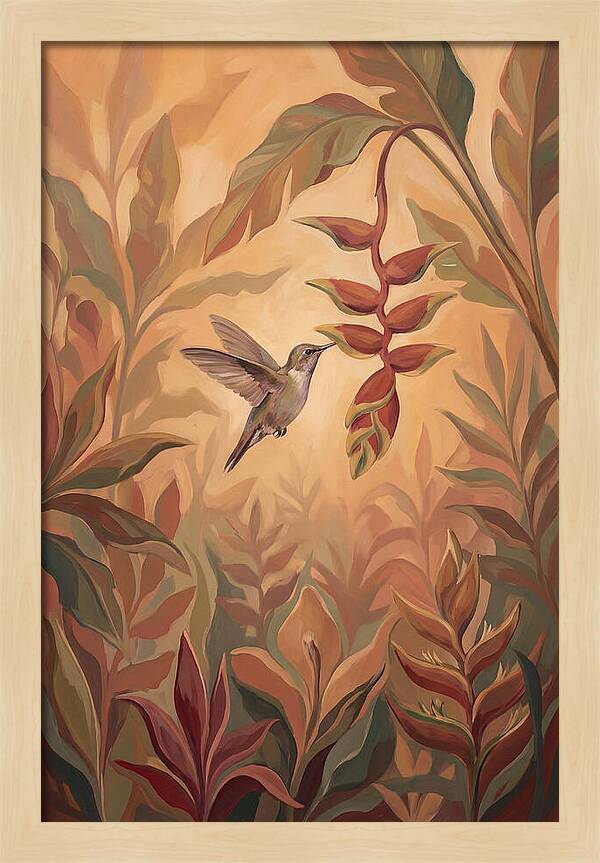 Hummingbird Among Tropical Foliage