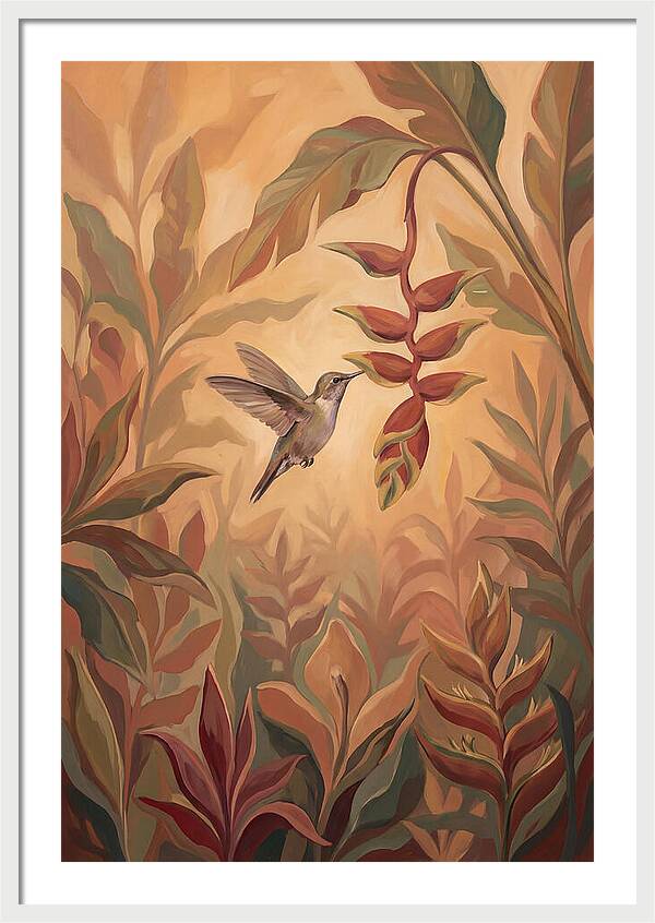 Hummingbird Among Tropical Foliage