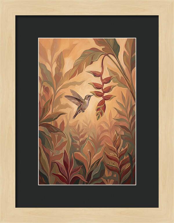 Hummingbird Among Tropical Foliage