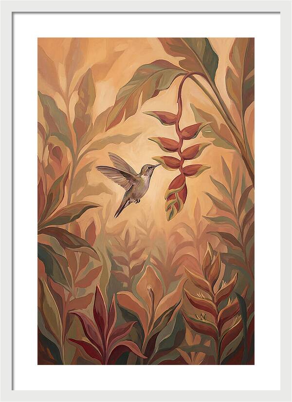 Hummingbird Among Tropical Foliage