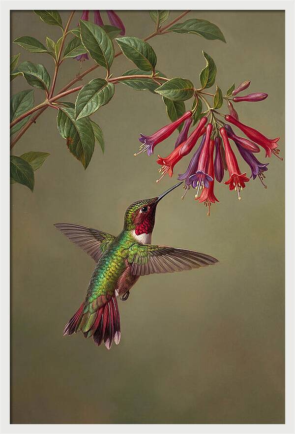 Hummingbird Among Vibrant Blooms