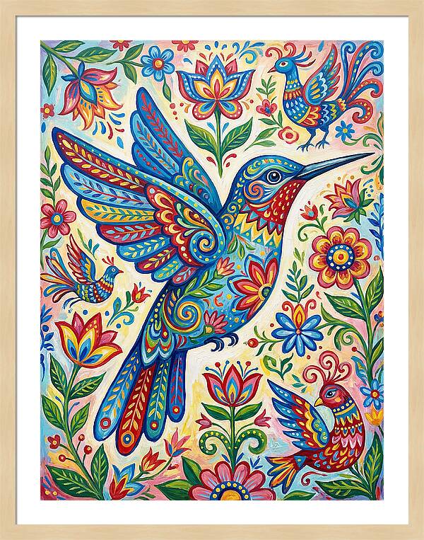 Hummingbird Folk Art
