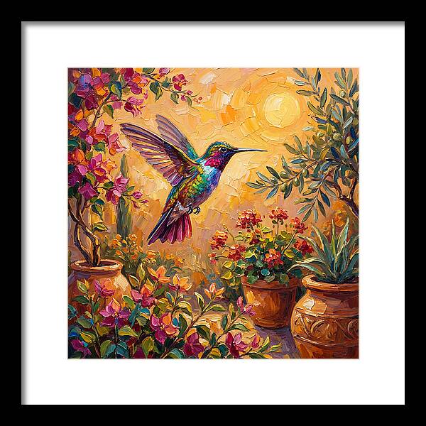 Hummingbird In A Mediterranean Garden