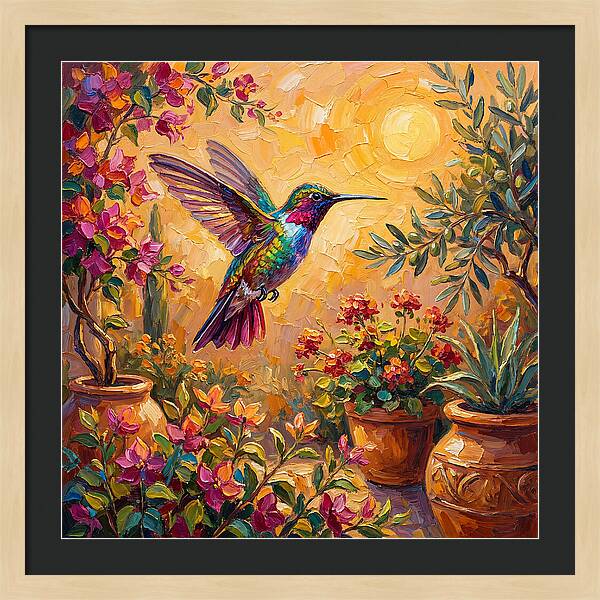 Hummingbird In A Mediterranean Garden