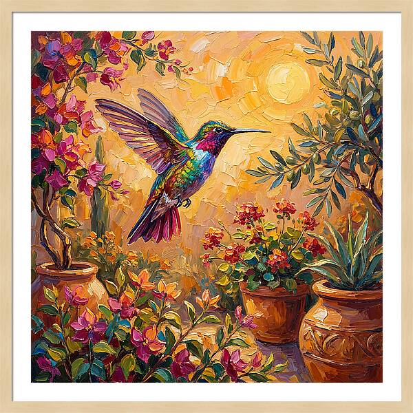 Hummingbird In A Mediterranean Garden