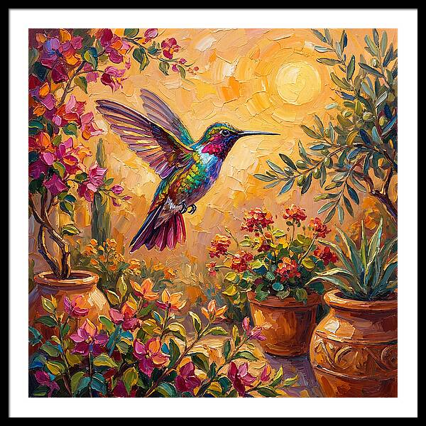 Hummingbird In A Mediterranean Garden