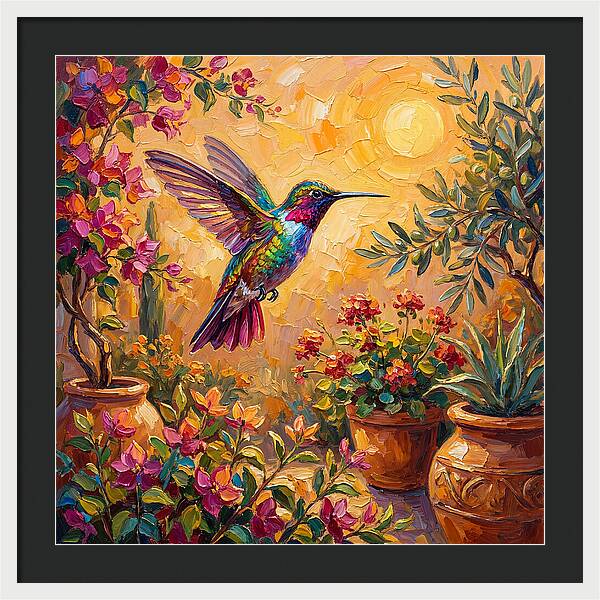 Hummingbird In A Mediterranean Garden