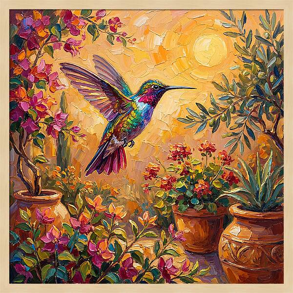 Hummingbird In A Mediterranean Garden