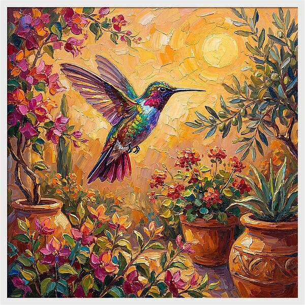 Hummingbird In A Mediterranean Garden