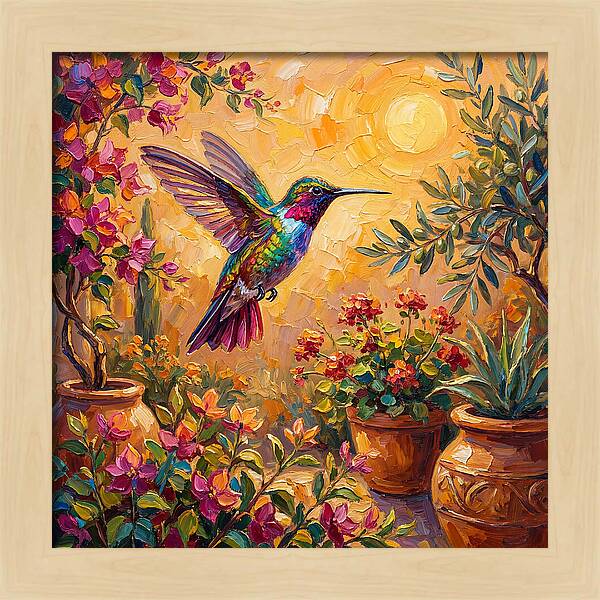 Hummingbird In A Mediterranean Garden