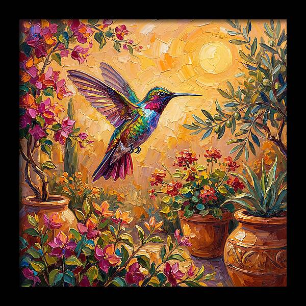 Hummingbird In A Mediterranean Garden