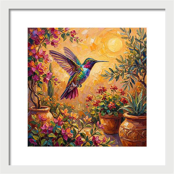 Hummingbird In A Mediterranean Garden