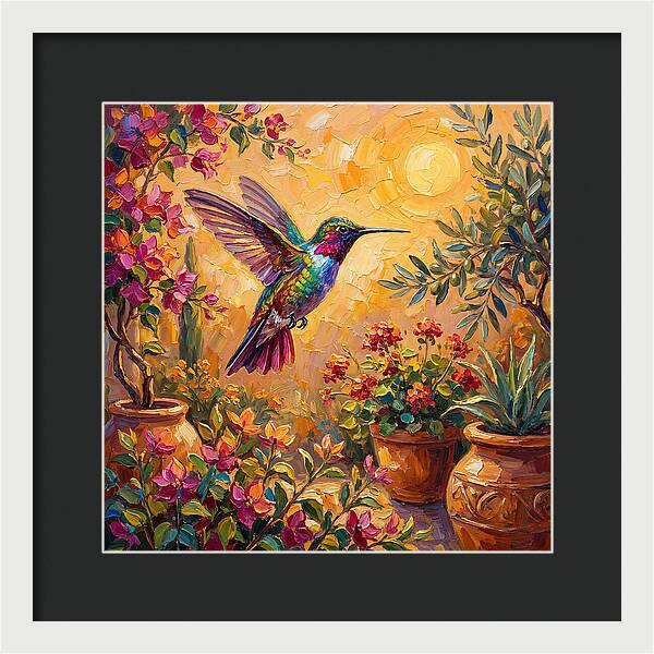 Hummingbird In A Mediterranean Garden