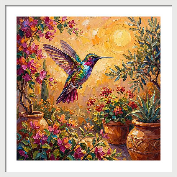 Hummingbird In A Mediterranean Garden