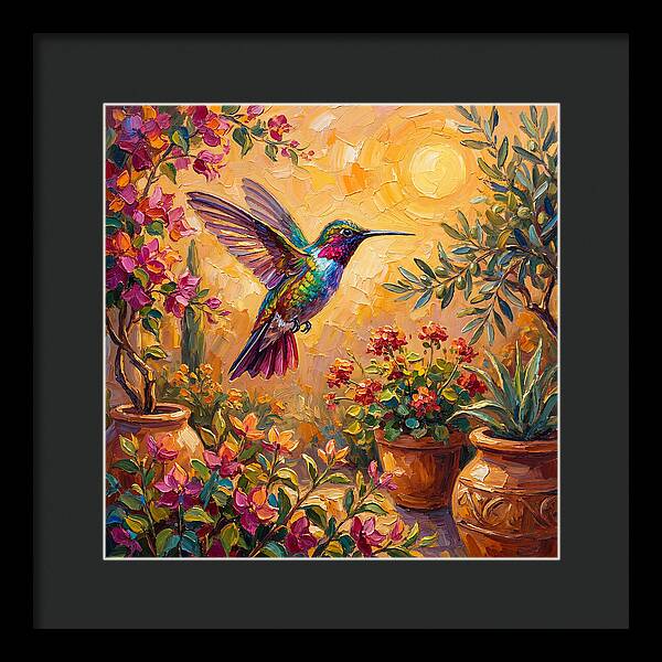Hummingbird In A Mediterranean Garden