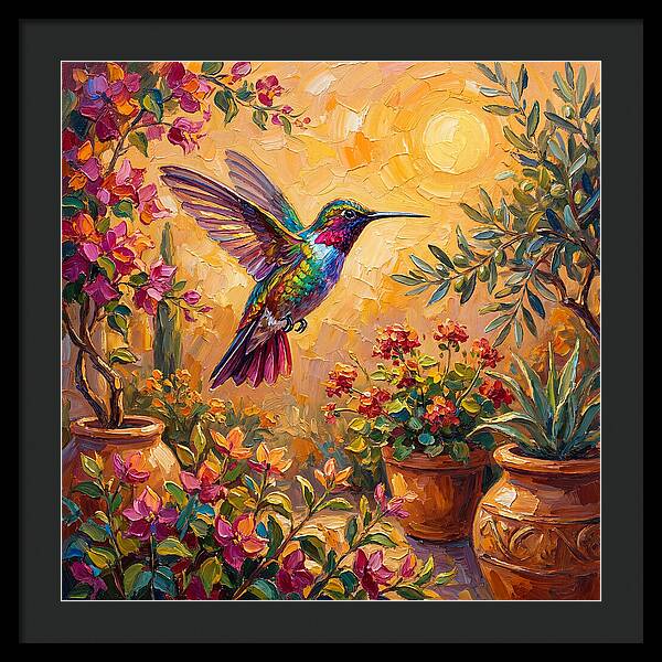 Hummingbird In A Mediterranean Garden