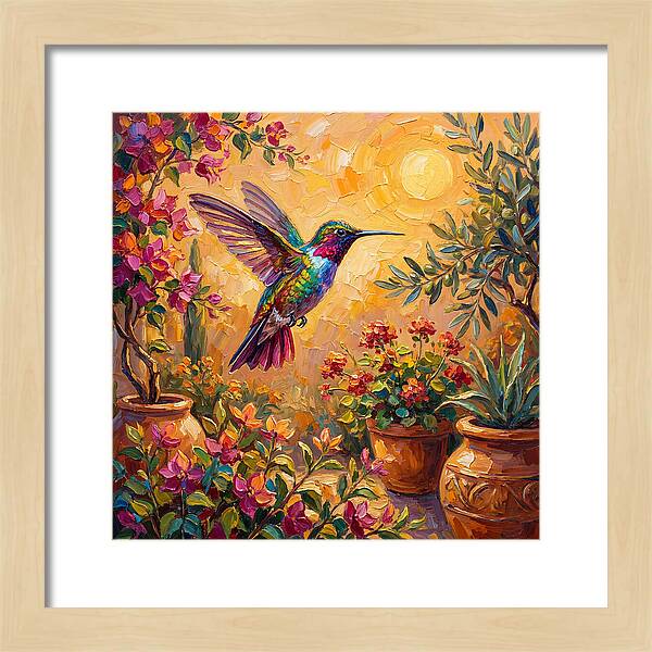 Hummingbird In A Mediterranean Garden