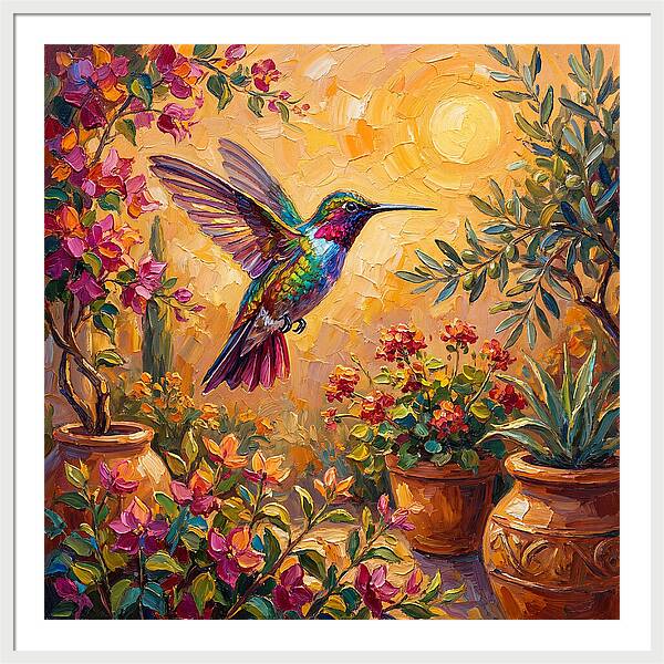 Hummingbird In A Mediterranean Garden