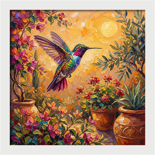 Hummingbird In A Mediterranean Garden