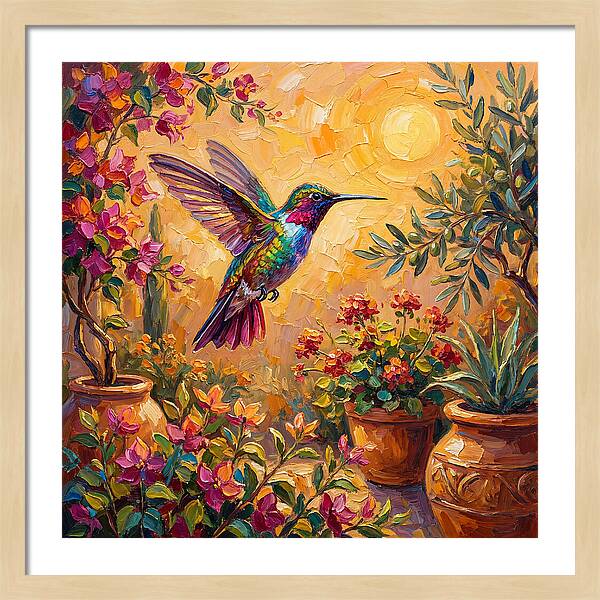 Hummingbird In A Mediterranean Garden