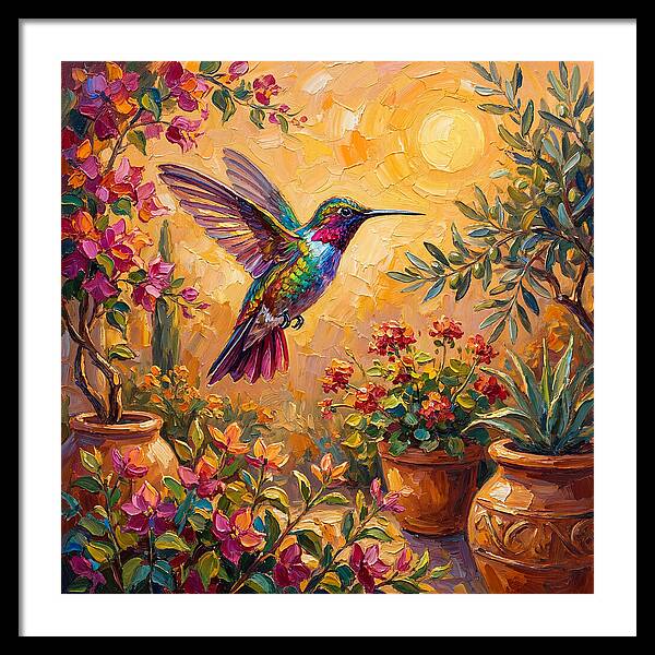Hummingbird In A Mediterranean Garden