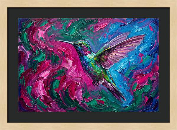 Hummingbird In Vibrant Swirls