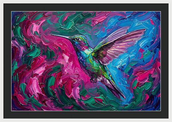 Hummingbird In Vibrant Swirls