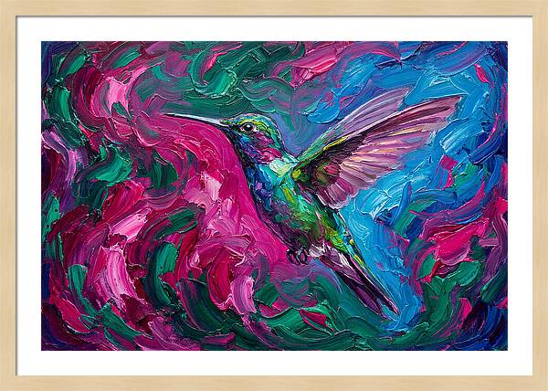 Hummingbird In Vibrant Swirls