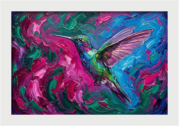 Hummingbird In Vibrant Swirls