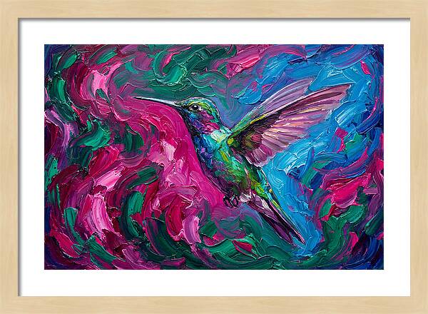 Hummingbird In Vibrant Swirls