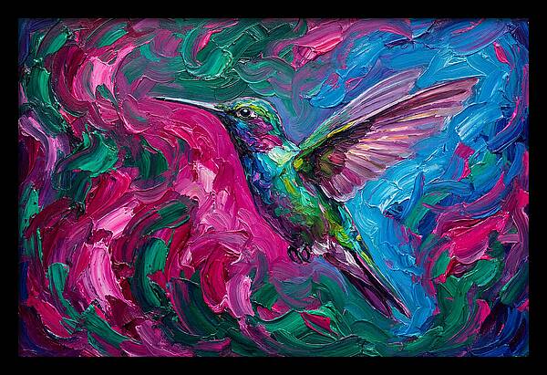 Hummingbird In Vibrant Swirls