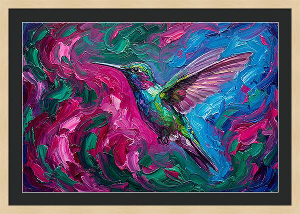 Hummingbird In Vibrant Swirls