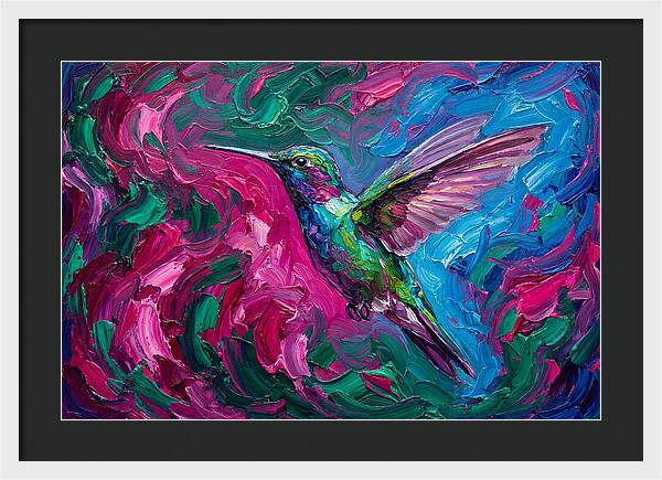 Hummingbird In Vibrant Swirls