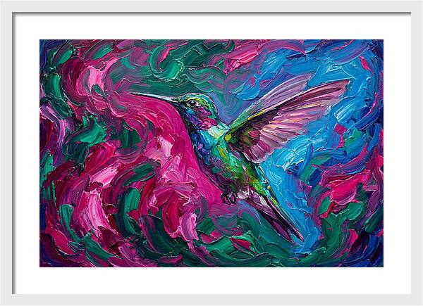 Hummingbird In Vibrant Swirls