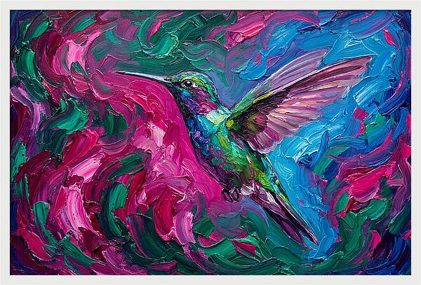 Hummingbird In Vibrant Swirls