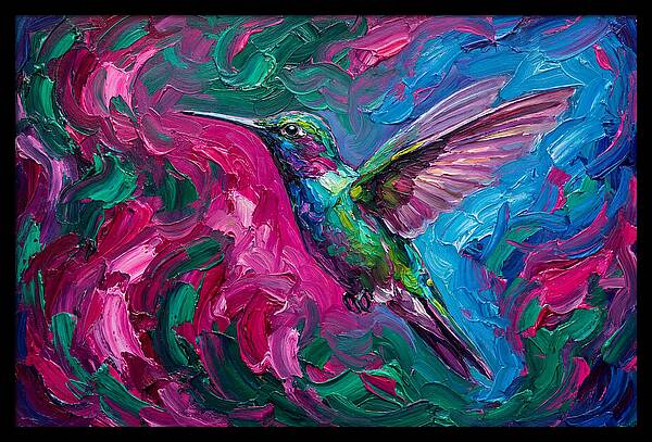 Hummingbird In Vibrant Swirls
