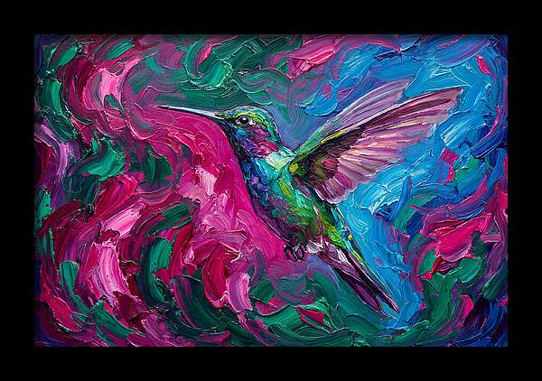 Hummingbird In Vibrant Swirls