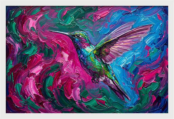 Hummingbird In Vibrant Swirls