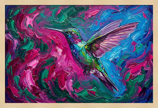 Hummingbird In Vibrant Swirls