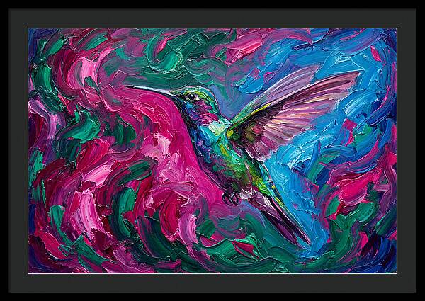 Hummingbird In Vibrant Swirls
