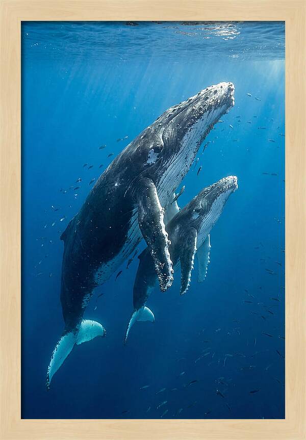 Humpback Whale And Calf Embrace