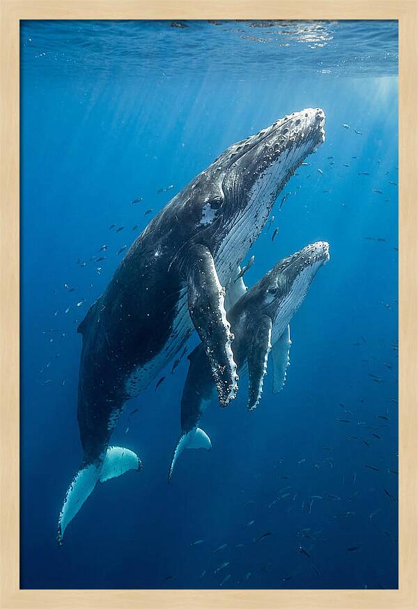 Humpback Whale And Calf Embrace