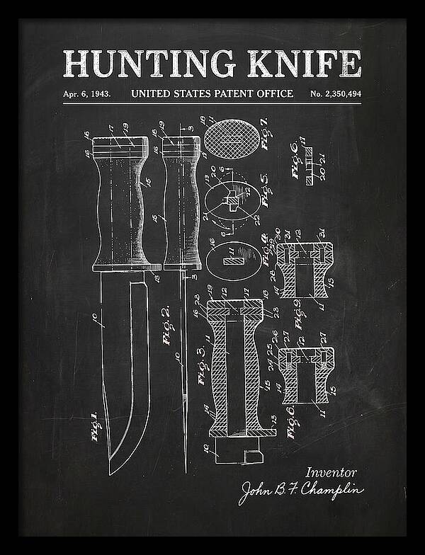 Hunting Knife Chalkboard Patent Us2350494a