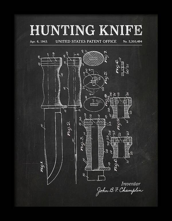 Hunting Knife Chalkboard Patent Us2350494a