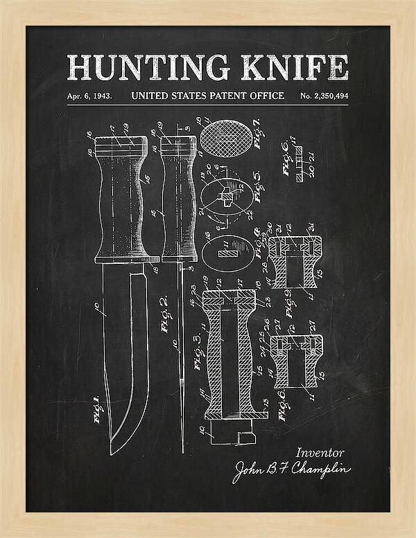 Hunting Knife Chalkboard Patent Us2350494a