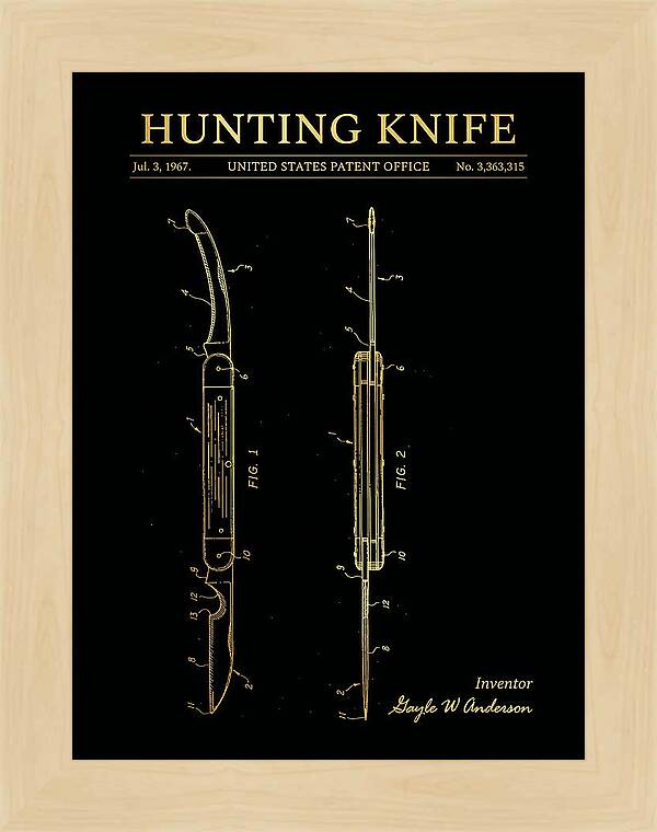 Hunting Knife Gold Patent Us3363315a