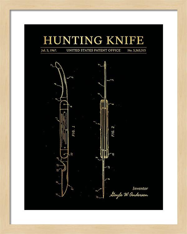 Hunting Knife Gold Patent Us3363315a