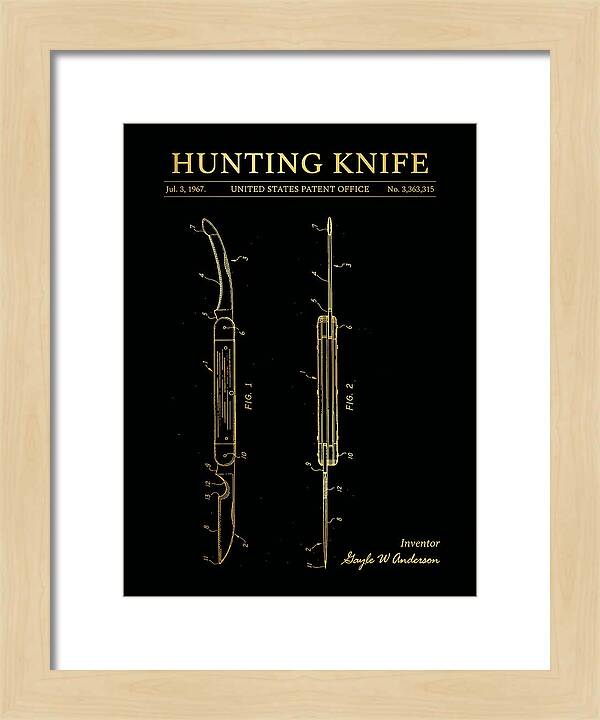 Hunting Knife Gold Patent Us3363315a